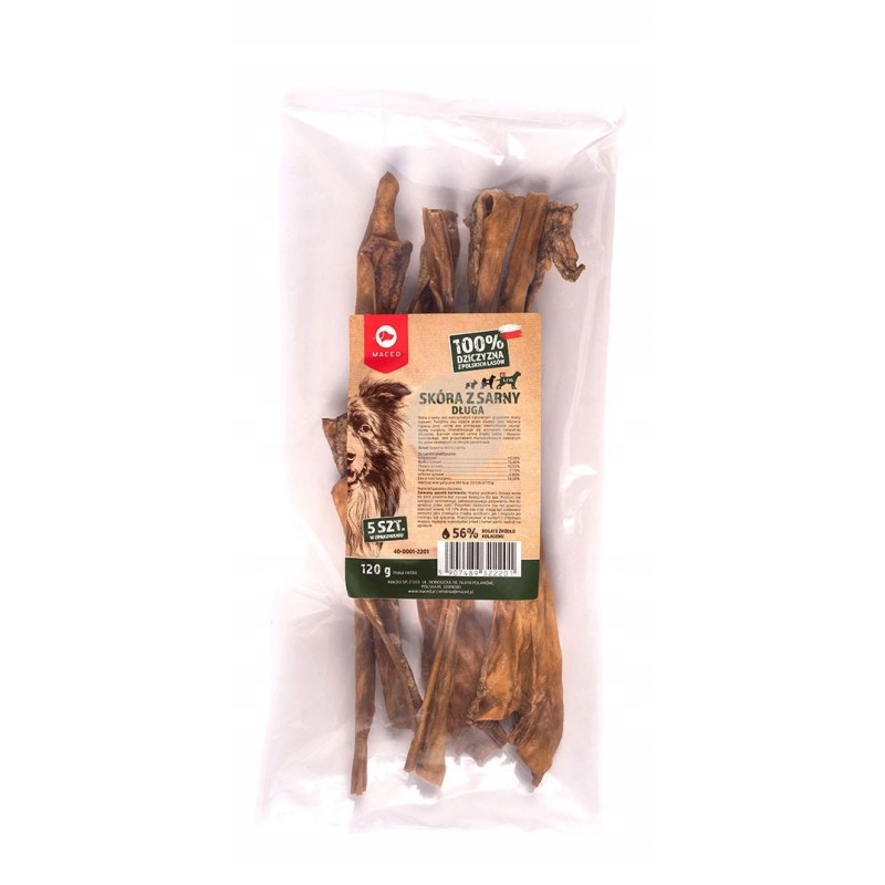 Skóra z sarny długa naturalna przysmak dla psa 45cm 5 sztuk MACED