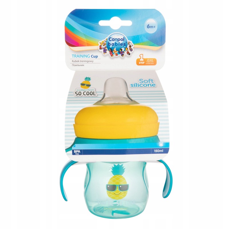 Kubek treningowy z silikonowym ustnikiem SO COOL ananas 150ml CANPOL